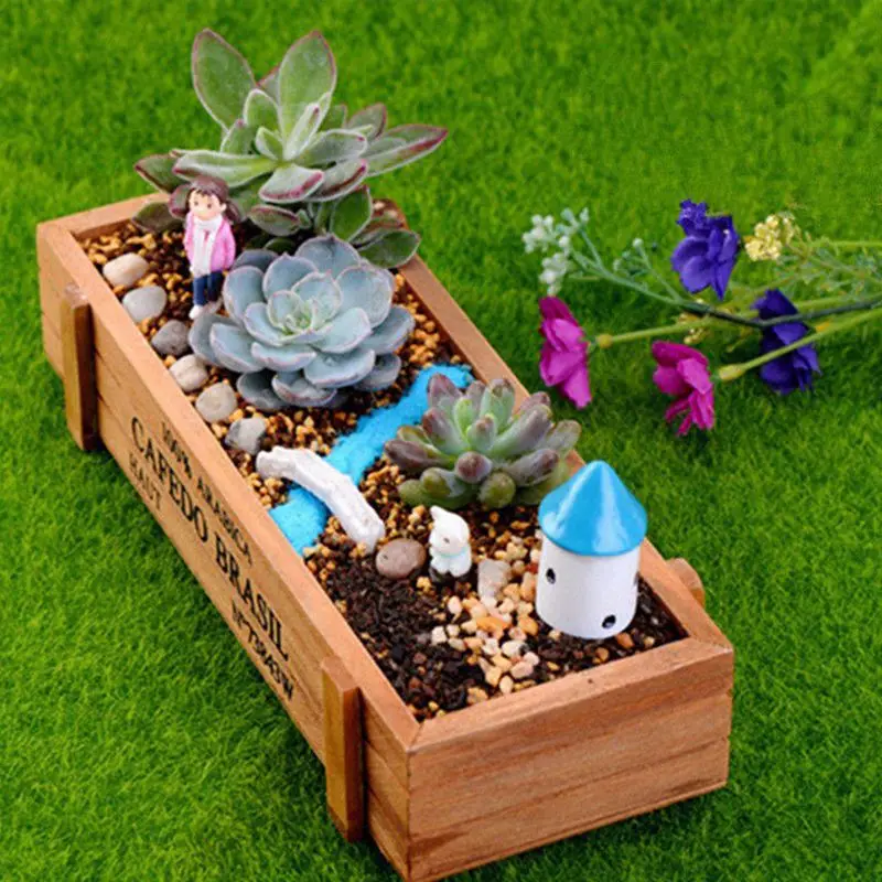 Plant pot vintage wood garden flower succulent 1pc Brown