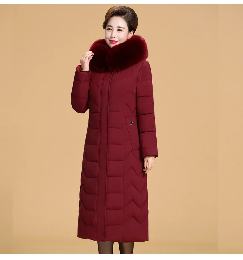 Зимнее пуховое хлопковое пальто со съемным меховым воротником Куртка с капюшоном женская теплая Толстая парка больших размеров женское длинное пальто 5XL 6XL