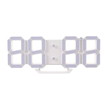 

3D LED Digital Clock Creative Wall Desk Alarm Clock USB Charging Clock for Home Office (White, White Numbers)