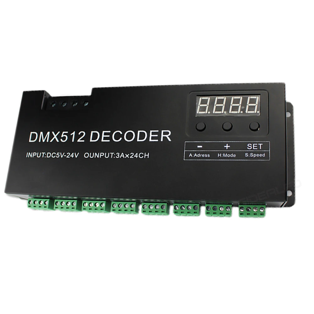 24 канальный декодер RGB DMX 512 с цифровым дисплеем 72A драйвер диммера PWM контроллер