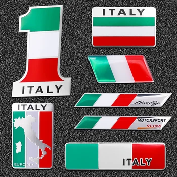 

Car styling 3D Aluminum Car Italian Italy Map National Flag Sticker Emblem Motorcycle Decal For Ferrari Fiat car accessories