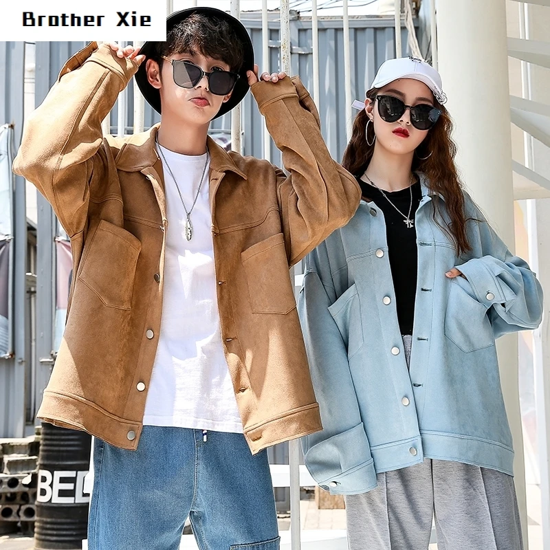 

Lovers Deerskin Down Loose Coat Joker Jacket Male streetwear windbreaker jaket men