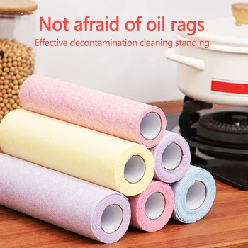 

1 Roll Household Cleaning Towel Dishcloth Super Absorbent Kitchen Dishes Cloth Wipe Oil Cleaning,