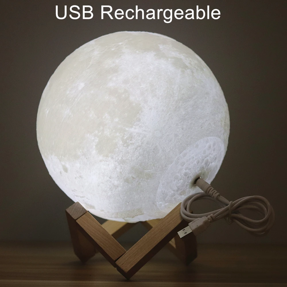 3D печатная Лунная лампа для фотографий настраиваемый USB Перезаряжаемый ночник