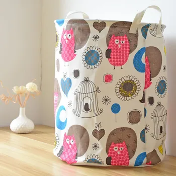 

Cute Cartoon Dirty Clothes Storage Baskets Sundries Organizer Drawstring Storage Barrels With Handle Folding Laundry Baskets