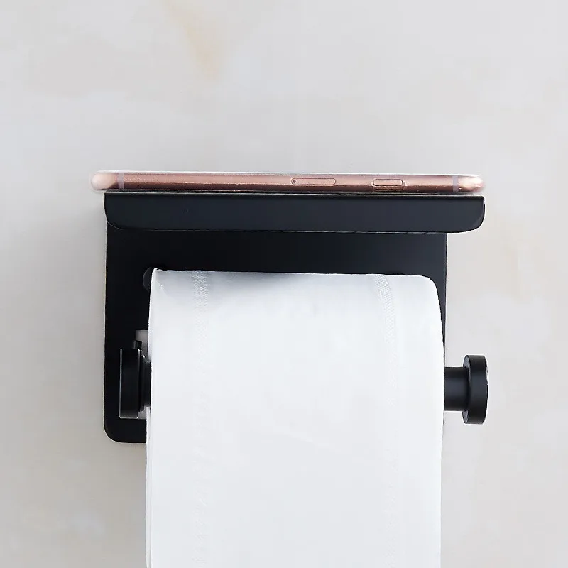 SUS304 черный держатель для туалетной бумаги с полкой держатель для бумажных полотенец WC кухонный держатель для бумаги из нержавеющей стали держатель для туалетной бумаги