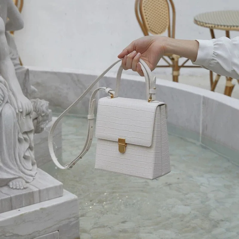 

Fashion Women's Crossbody Bags Vintage Crocodile Leather Women Handbag Chic Lock Alligator Pu Square Purses Ladies Shoulder Bags