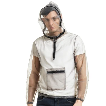 

Outdoor Ultralight Mesh Hooded Jacket Anti-mosquito See Through Protective Mesh Shirt Insect Shield for Camping Hiking Fishing