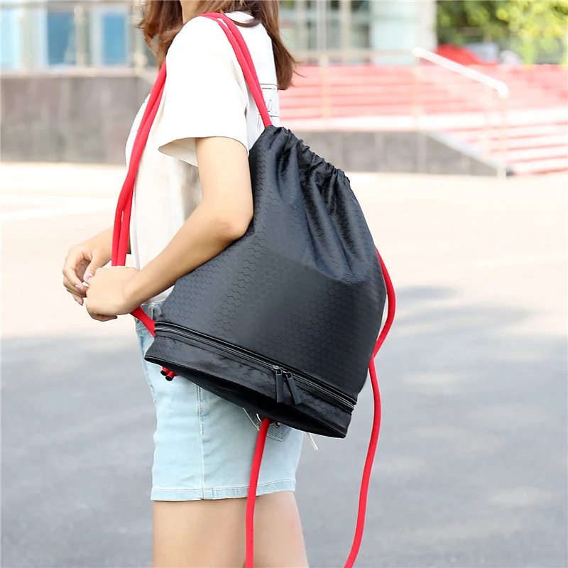 Molhado e seco drawstring mochila com caixa