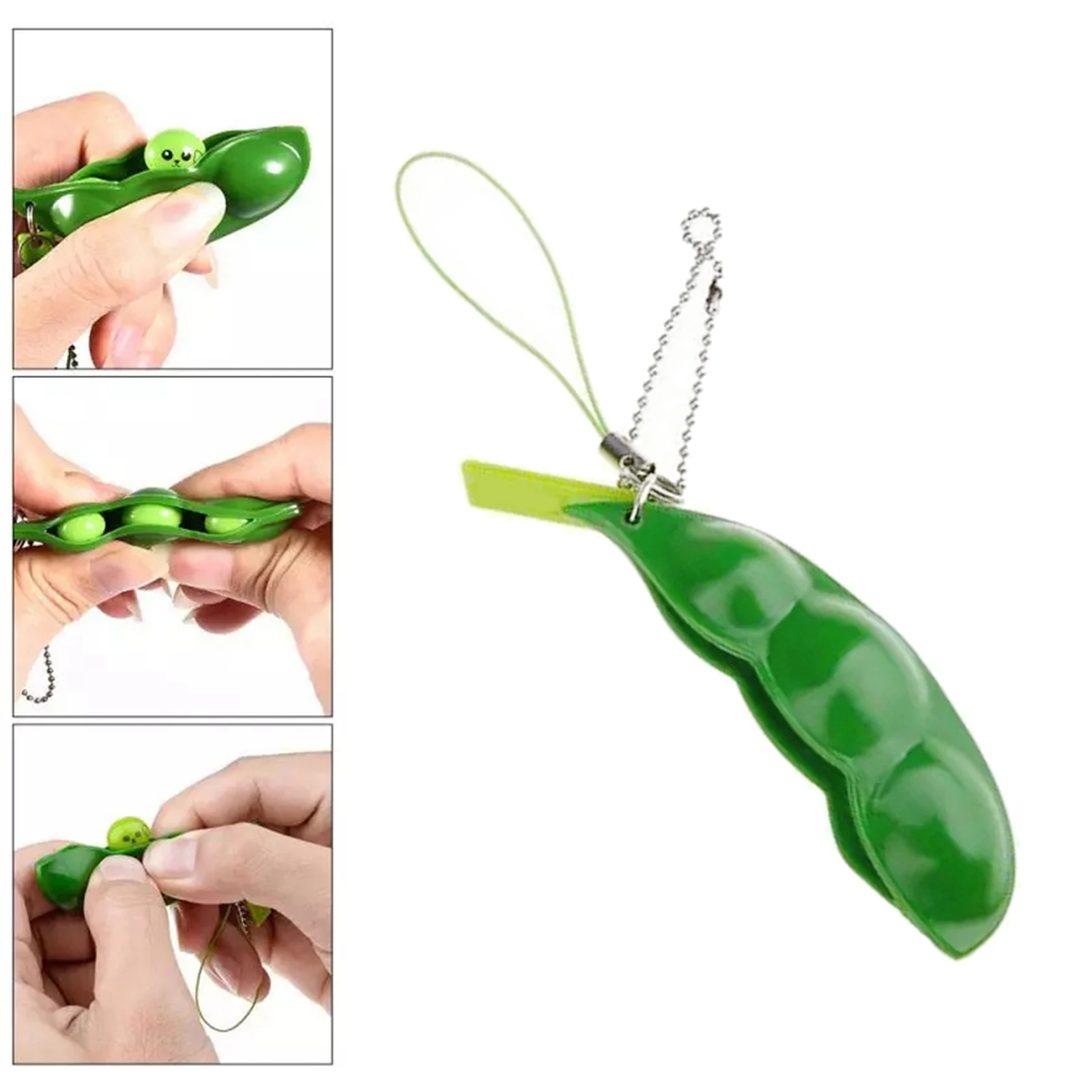 Squeeze Beans Keychain Fidget Toys Squishy Pea Pod Stress Toy Bring Fun Reduce Anxiety and Stress Keychain Keyring