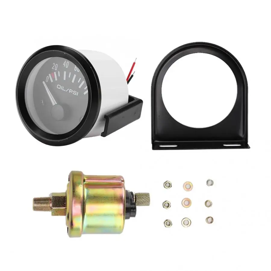 

52mm/2in 12V Universal Car Electromagnetic Oil Pressure Gauge Indicator Auto Modified Meter Auto Fuel Pressure Gauge