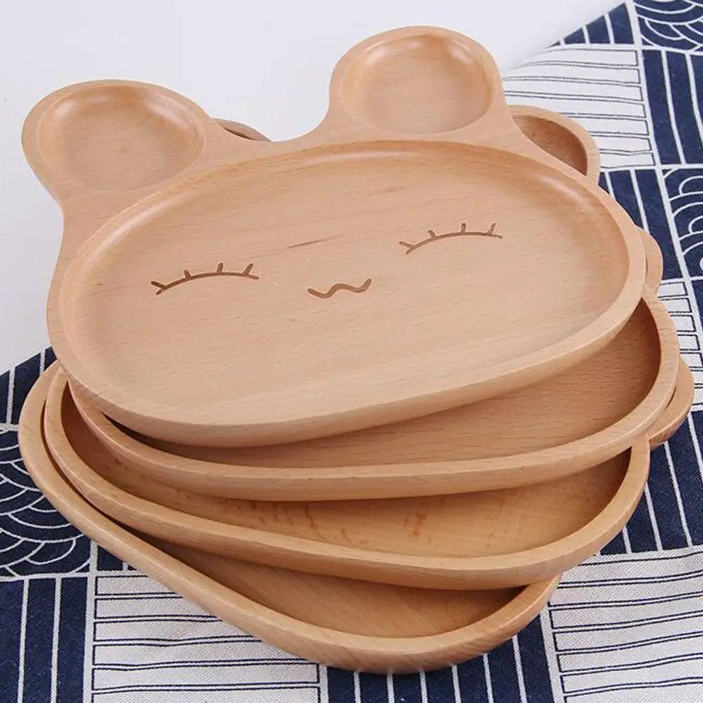 Rabbit Wooden Dishes Plates Set Kids Children Cute Handmade Tray Tableware Dinnerware Kitchen Accessories | Дом и сад
