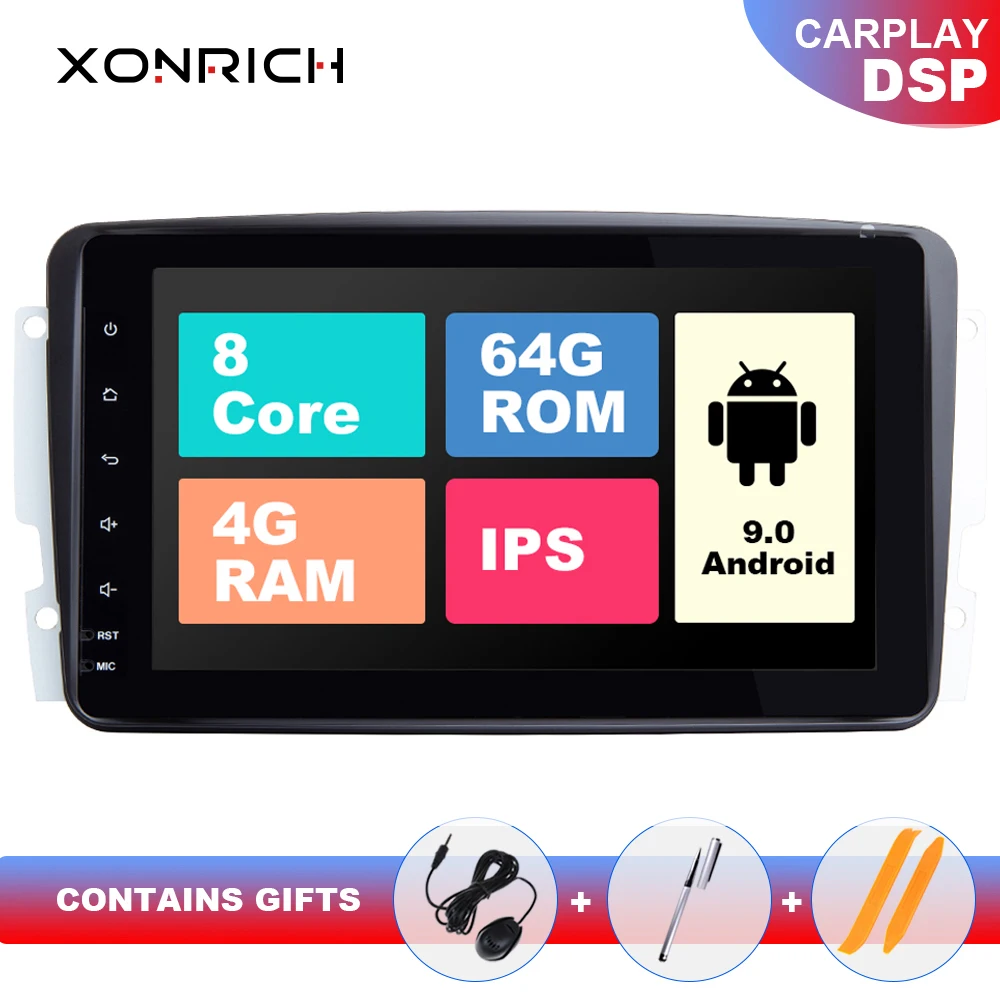 

IPS DSP 4GB RAM 64G 2 din Android 9.0 Car Multimeida Player For Mercedes Benz CLK W209 W203 W463 W208GPS Naviagtion Radio Stereo