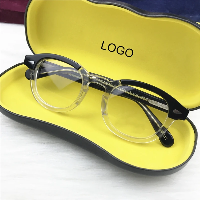 

Johnny Depp Glasses Men Women Acetate Eyeglass Frame Brand Design Computer Transparent Optical Glasses Frame Top Quality box 313