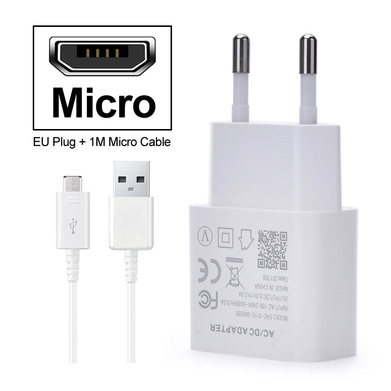 Fast Charger EU Plug Quick Charge for Samsung Note 8 9 A8 Plus 2018 S10 S10e S10 M30 A70 J2 Prime J7 A20E A2 Core J3 J8 Cable 65 watt charger mobile Chargers