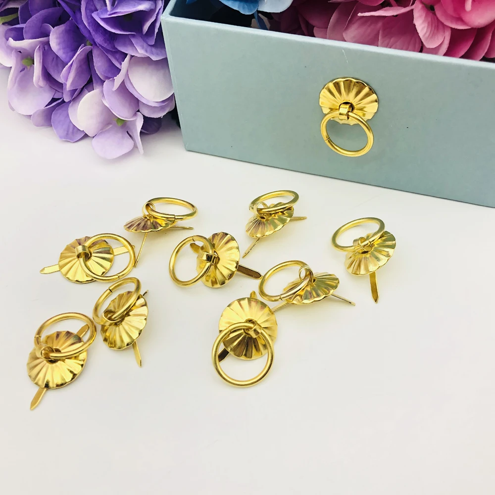 10pc Vintage Metal Tin box Mini Drawer Door Ring Pulls For Handmade Craft Iron Jewelry Storage Box Case Handle