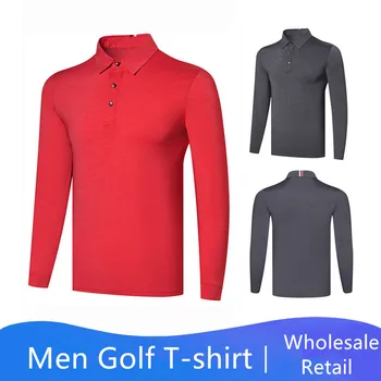 

Golf apparel 2020 new spring autumn long-sleeved T-shirt top lapel Golf T-shirt breathable quick-drying solid color shirt Sports