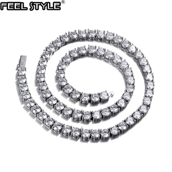 

1 Row 3/4/5 MM Bling Iced Out Tennis Chain AAA CZ Stone Gold Gold Cubic Zircon Necklaces For Men Hip Hop Jewelry