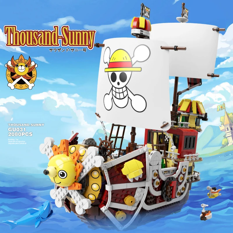 2080PCS Creative Thousand Sunny Pirate Ship Model Ideas Boats Building Blocks Figures Bricks Assembly Toys Gifts For Children | Игрушки и