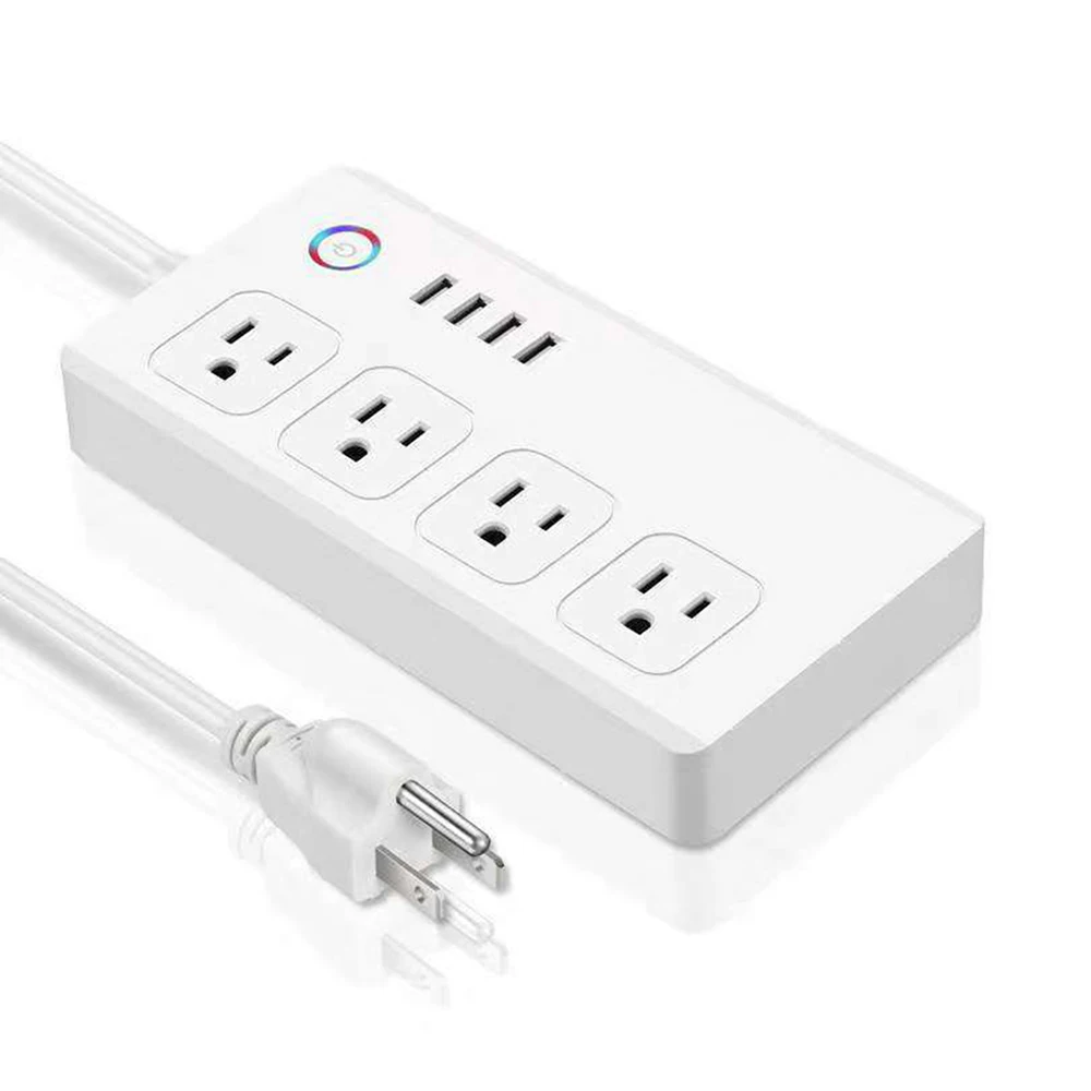 

WiFi Smart Power Strip 4-Outlet 4-USB smart Sockets Switch Remotely wireless control via Smart Phone Work with Alexa