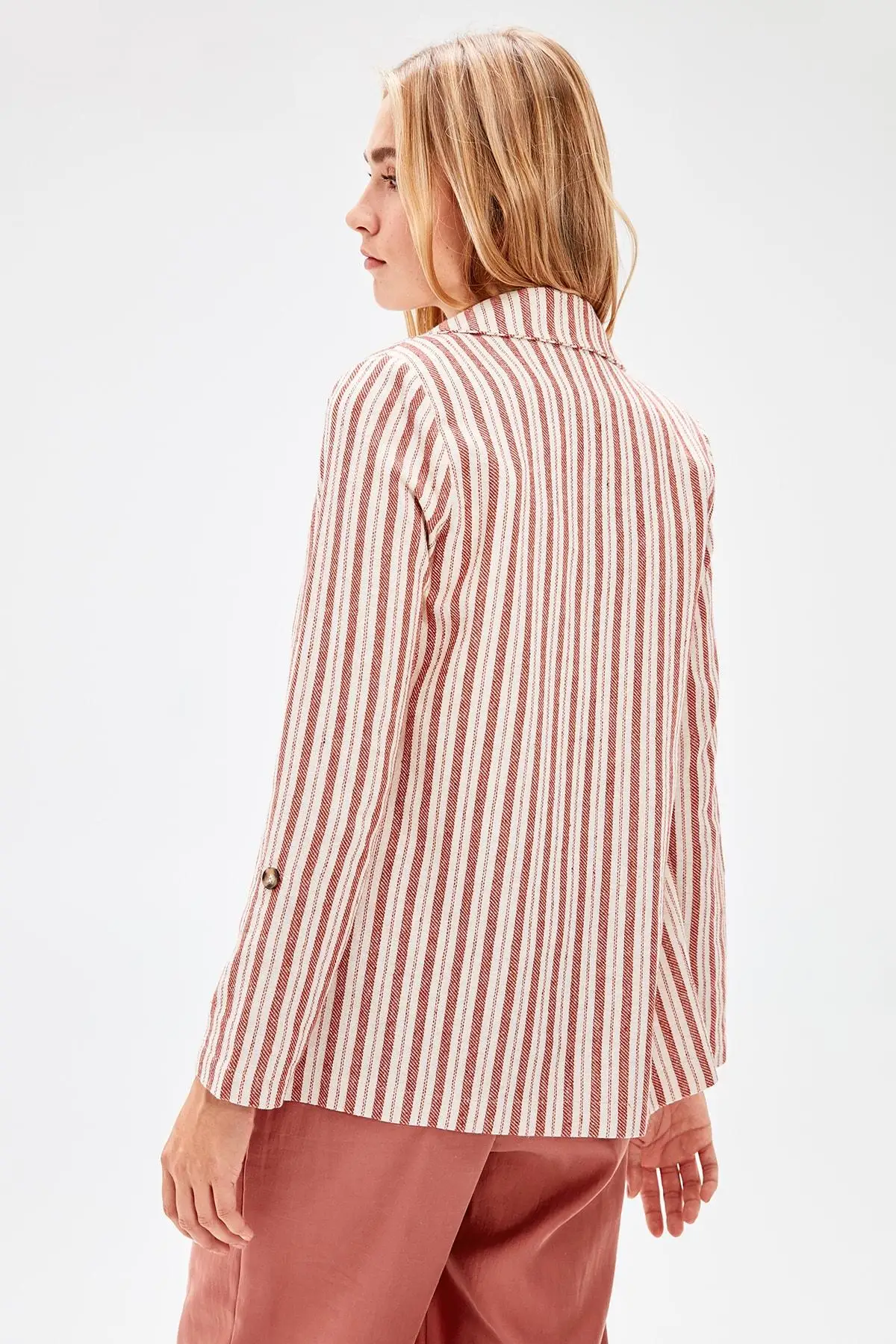 New Trendyol Red Striped Jacket TWOAW20CE0062