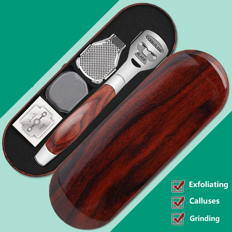 4pcs/set Wood Handle Foot Callus Shaver Heel Feet Skin Shaver Corn Cuticle Cutter Remover Rasp Pedicure Razor Portable Foot Care rscw 730 portable washable double floating electric speed shaver sideburns razor reciprocating beard trimmer ac rc rechargeable
