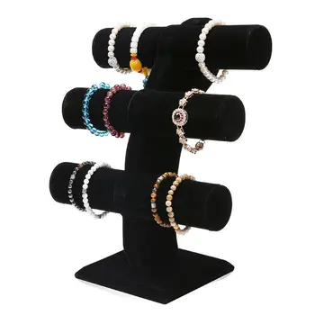 

2020 New Velvet Level T-Bar Bracelet Necklace Jewelry Display Stand for Home Organization