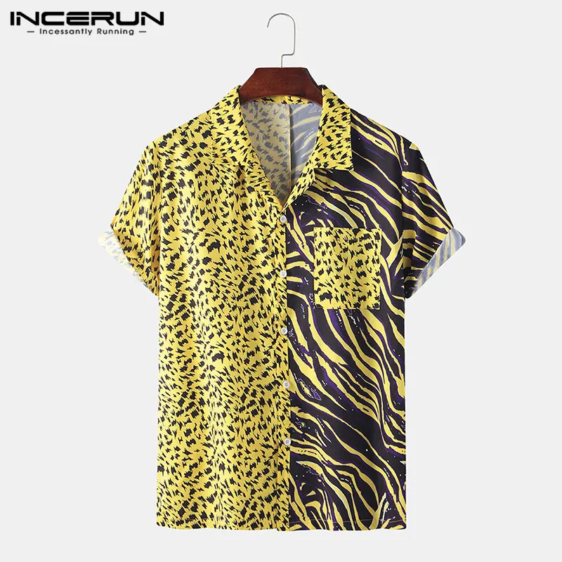 Summer Men Shirt Print Patchwork Short Sleeve 2020 Lapel Stylish Personality Beach Men Hawaiian Shirts Streetwear Camisa INCERUN Summer Men Shirt Print Patchwork Short Sleeve 2020 Lapel Stylish Personality Beach Men Hawaiian Shirts Streetwear Camisa INCERUN