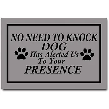 

Front Door Mat Welcome Mat No Need to Knock, Dog Has Alerted Us to Your Presence Rubber Non Slip Backing Funny Doormat Indoor Ou