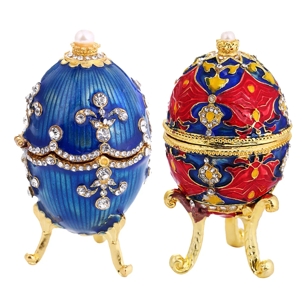 2 шт. Россия пасхальное яйцо шкатулка для бижутерии Винтаж Faberge ювелирные изделия дисплей
