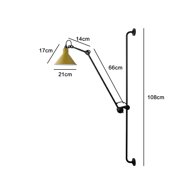 Скандинавский креативный настенный светильник длинная рука голова кровать ретро гостиная кабинет спальня рокер краска шлифовальная лампа 110 В 220 В - Цвет абажура: L Wall light Yellow