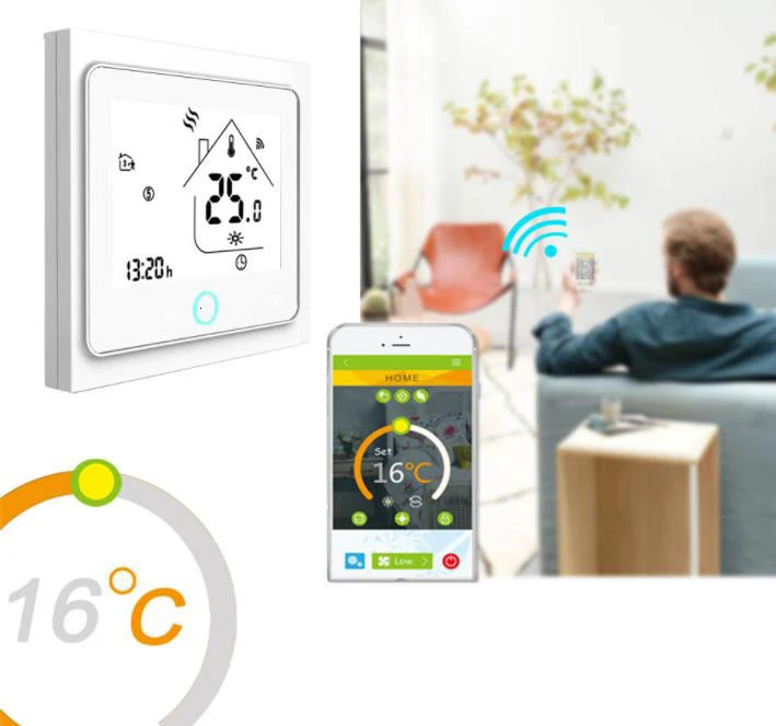 

WiFi Smart Temperature Google Home Controller Thermostat for Water/Electric floor Heating Water/Gas Boiler Works with Alexa