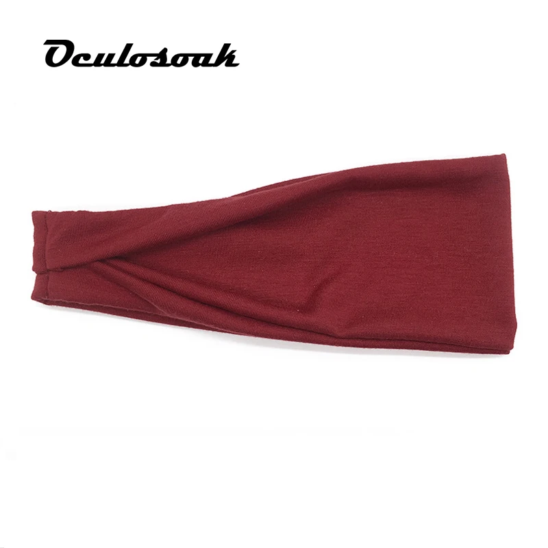 Dark red Аксессуары для волос, модная новинка, спортивная повязка на голову для женщин, девушек, мужчин, фитнес, впитывающий пот тюрбан, Йога, бег - Цвет: Dark red