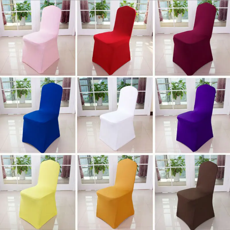 

Solid Chair Cover Spandex for Dining Room Flat Arched Party Wedding Banquet Event Decorations Supplies Chair Covers 12 Colour