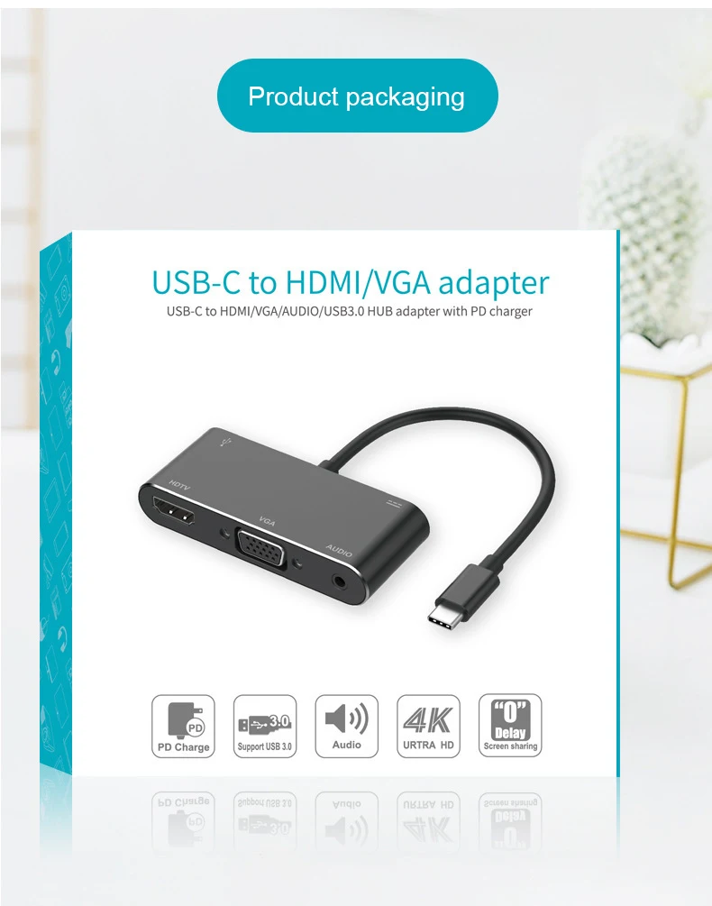 Тип C к HDMI VGA USB 3,0 адаптер конвертер с 3,5 Jack USB-C 3,1 концентратор адаптер для Mac Air Pro huawei P10 P20 samsung S8 Plus