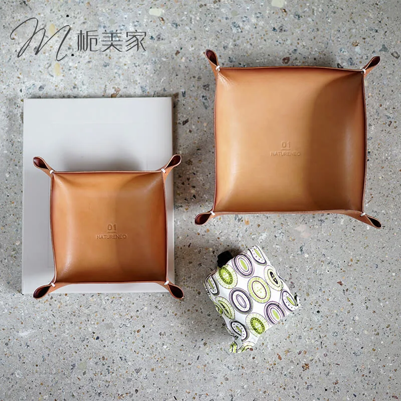 

Household Multi-functional Tray Genuine Leather Storage Box Hotel Model Room Toilet Mobile Phone Key Storage Tray