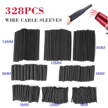 

328pcs Black 2:1 Heat Shrink Tubing Tubes Wire Cable Sleeve Assortment Kit Cable Sleeve Wire Cable Sleeving Heat Shrink Tubing