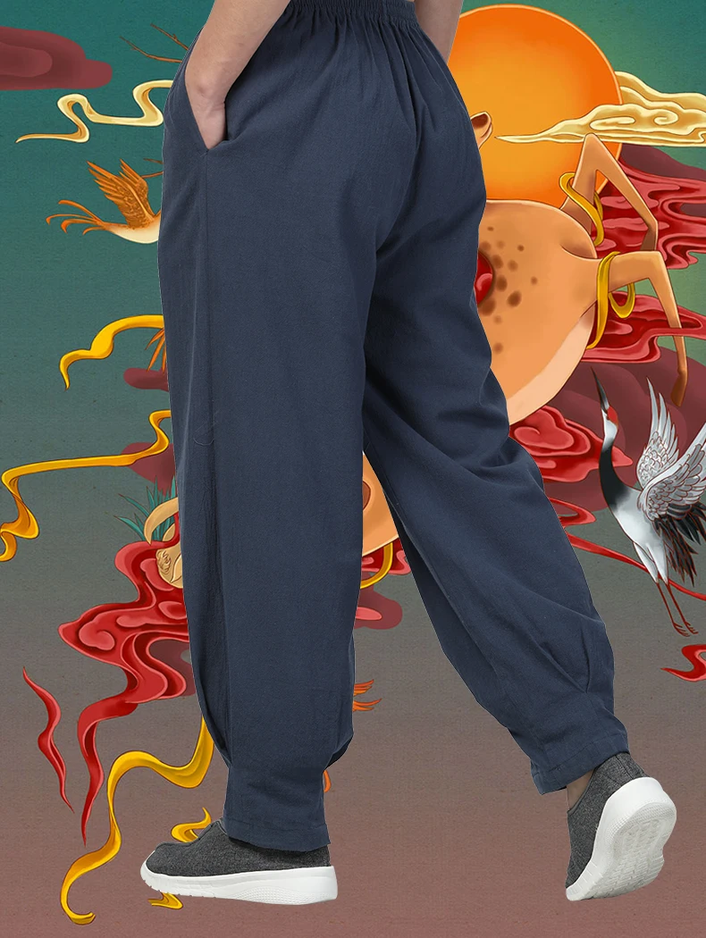 Unisex 5color Cotton Spring&Summer shaolin monk kung fu tai chi pants buddhist zen lay trousers martial arts bloomers