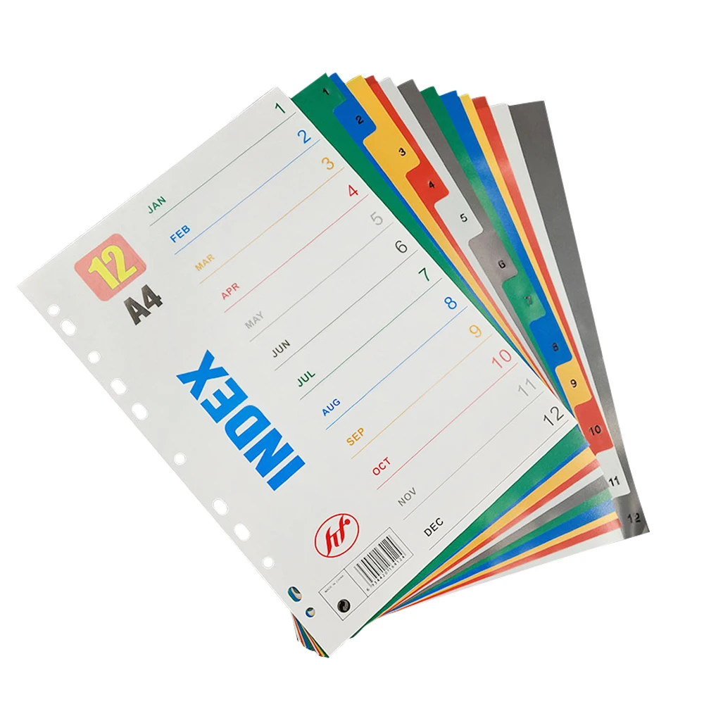 

A4PP Plastic Category Pages fen lei zhi File Index Paper Divider Index Card Multi-color Non-Lettered Factory Direct