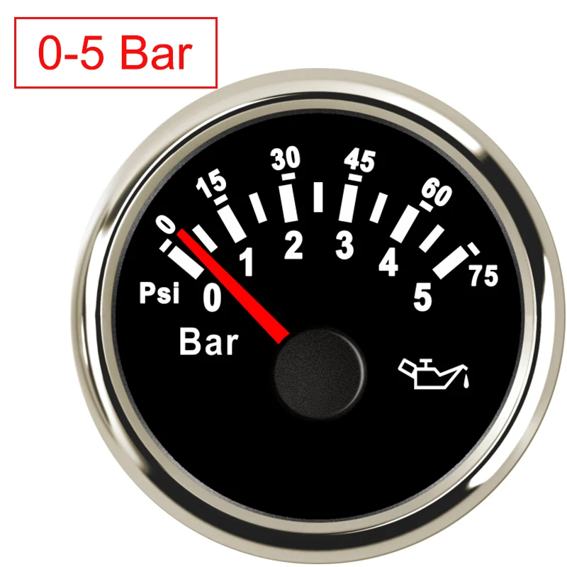 BS-0-5 Bar 0-5 бар авто морской датчик давления масла 0-10 бар датчик давления масла метров 52 мм Манометр Масляный Пресс цифровой 9~ 32 В для лодки яхты автомобиля - Цвет: BS-0-5 Bar