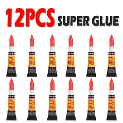 Super Colle Liquide pour Bois, Caoutchouc, Métal, Verre, Papeterie, Cuir, Gel Adhésif Cyanoacrylate, Liaison forte instantanée, 12 pièces 