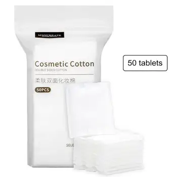 

50pcs Cotton Pads Wet And Dry Dual-Use Soft Gentle Clean Cosmetic Tissue Makeup Remover Pad