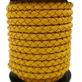 

AaaZee 1 Yard 5mm Round Yellow Braided Bolo Ties Leather Strap for DIY Bracelet Jewelry Making Art Crafts 5mm Braid Leather Cord
