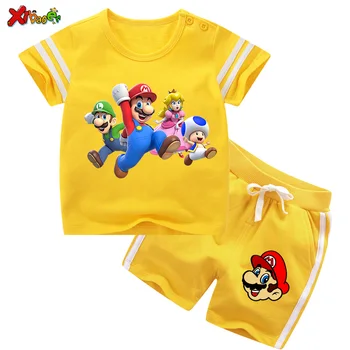 

Boys Clothing Sets 2020 New Summer Kids Clothing Children Clothes Round Neck Mario T Shirt +Pant Sport Suit Toddler Baby Casual