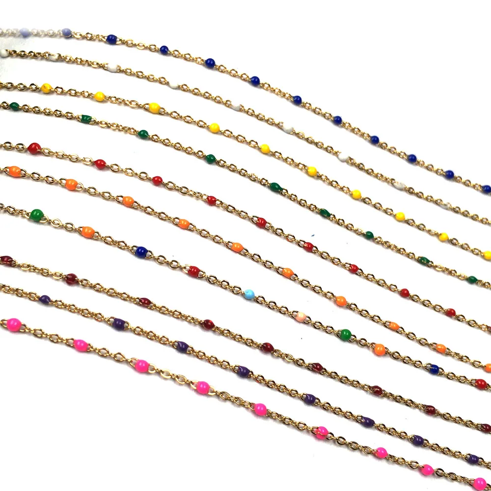 

1 Meter Dripping Oil Handmade Copper Chain Mixed Color for Jewelry Making DIY Necklace Bracelet Accessories