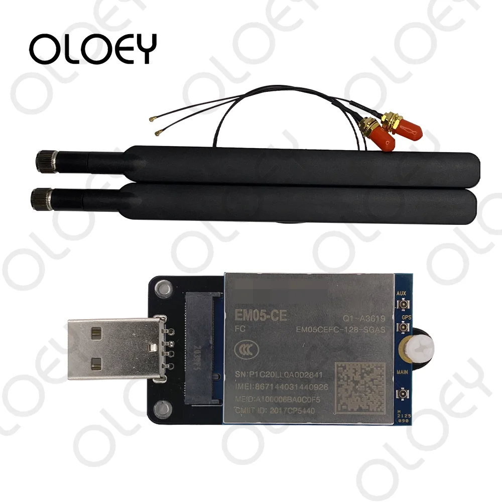

Quectel EM05-CE EM05CEFC-128-SGAS LTE Wireless IoT 4G Module + M.2 To Mini PCIE USB Adapter Board With SIM Slot + Antenna