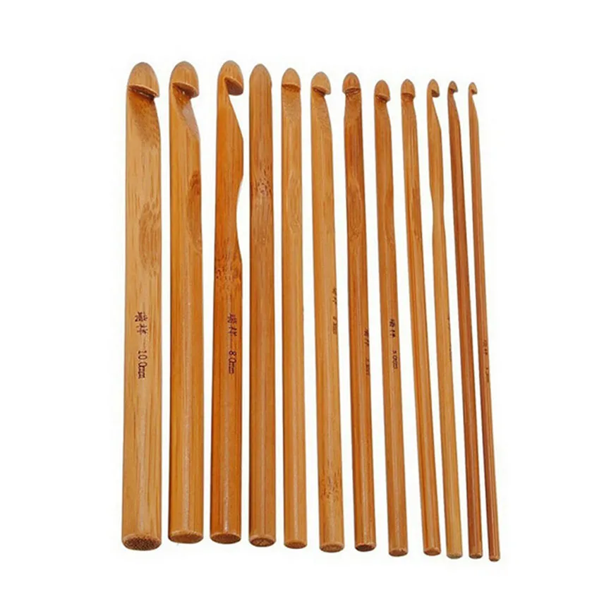 1/12pcs/set Bamboo Crochet Hook Knitting Needles Sewing Threads for Crochet For Knitting Tools For Knitting Yarn Craft Supplies