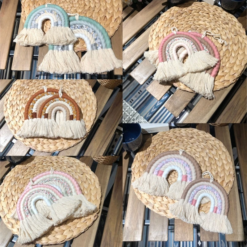 Rainbow Wall Hanging Decor DIY Rope Handmade Woven Nordic Ornament Baby Room Living Room Accessories