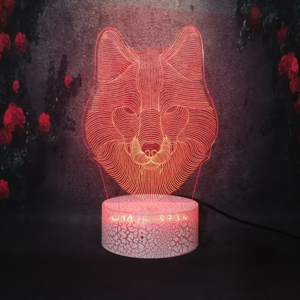 

Ferocious Scary Wolf Head Picture Lighting RGB Lava Bulb Crack Touch Remote Control Lamp Multicolor Dimming Gradient Night Light
