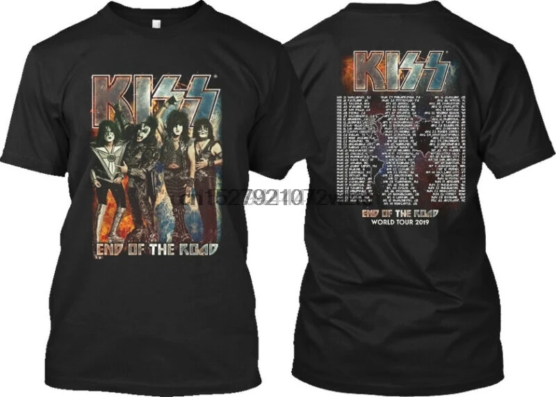Hot New Kiss End Of The Road Tour Date 2019 Black Tee T-Shirt USA Size |